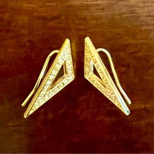 CC SKYE gold pavé crystal inset triangle earrings